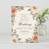 Invitation Mariage aux Floraisons Ambrées Pincées (Debout devant)