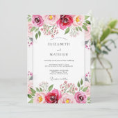 Invitation Mariage aux Floraisons Magenta (Debout devant)