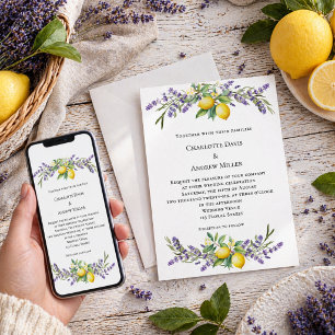 Invitation Mariage aux floraux de lavande et citrons