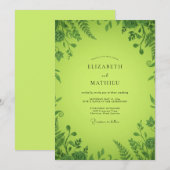 Invitation Mariage aux fougères chartreuse (Devant / Derrière)