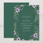 Invitation Mariage aux fougères Deep Purple (Devant / Derrière)