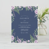 Invitation Mariage aux Fougères Violet Ardoise (Debout devant)