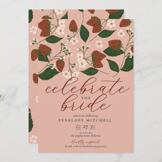 Invitation Mariage aux Fraises (Devant / Derrière)