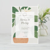 Invitation Mariage aux fruits verts et orange (Debout devant)