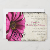 Invitation Mariage aux Gérbera Rose Fuchsia (Devant)