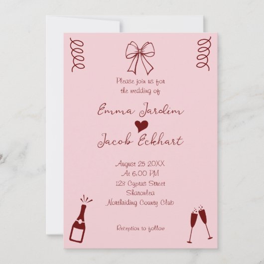 Invitation Mariage aux Gribouillis Modernes Fantaisistes (Devant)