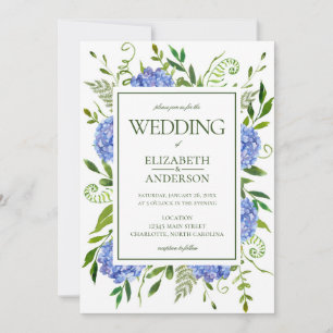 Invitation Mariage aux Hortensias Bleus
