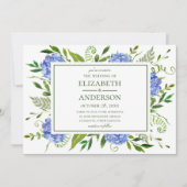Invitation Mariage aux Hortensias Bleus (Devant)
