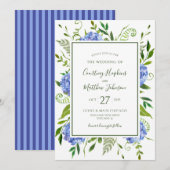 Invitation Mariage aux Hortensias Bleus (Devant / Derrière)