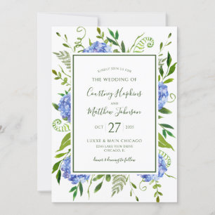 Invitation Mariage aux Hortensias Bleus