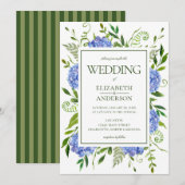 Invitation Mariage aux Hortensias Bleus (Devant / Derrière)