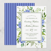 Invitation Mariage aux Hortensias Bleus (Devant / Derrière)