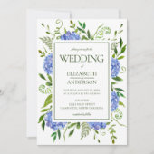 Invitation Mariage aux Hortensias Bleus (Devant)