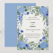 Invitation Mariage aux Hortensias Bleus (Devant / Derrière)