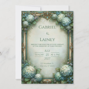 Invitation Mariage aux Hortensias Bleus Tendres