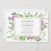 Invitation Mariage aux Hortensias Roses (Devant)