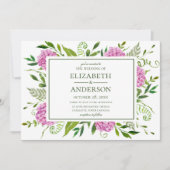 Invitation Mariage aux Hortensias Roses (Devant)