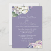 Invitation Mariage aux Hortensias Violettes et Blancs sur Fon (Devant)