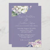 Invitation Mariage aux Hortensias Violettes et Blancs sur Fon (Devant / Derrière)