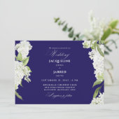 Invitation Mariage aux Hydrangeas Bleu Marine & Blanc (Debout devant)