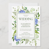 Invitation Mariage aux Hydrangeas Bleus (Devant)