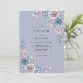 Invitation Mariage aux Hydrangeas Éthérés Lilas (Debout devant)