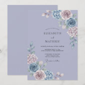 Invitation Mariage aux Hydrangeas Éthérés Lilas (Devant / Derrière)