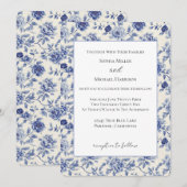 Invitation Mariage aux jolies fleurs bleues (Devant / Derrière)