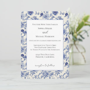 Invitation Mariage aux jolies fleurs bleues