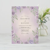 Invitation Mariage aux Lilas Lavande Feuillus (Debout devant)