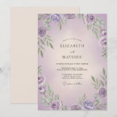 Invitation Mariage aux Lilas Lavande Feuillus (Devant / Derrière)
