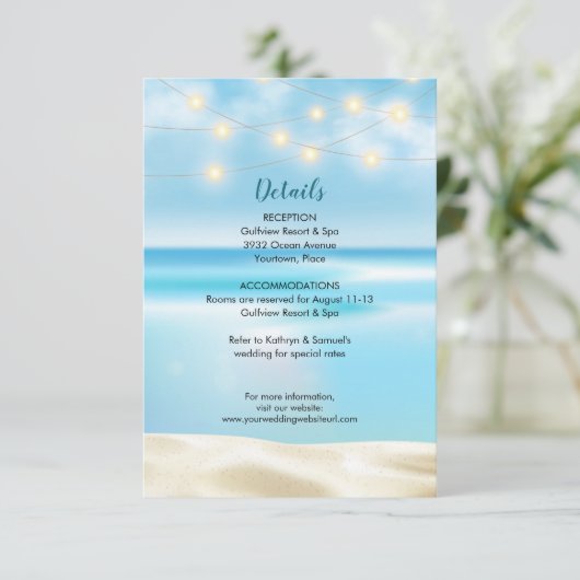 Invitation Mariage aux lumières féeriques de la plage océane (Debout devant)