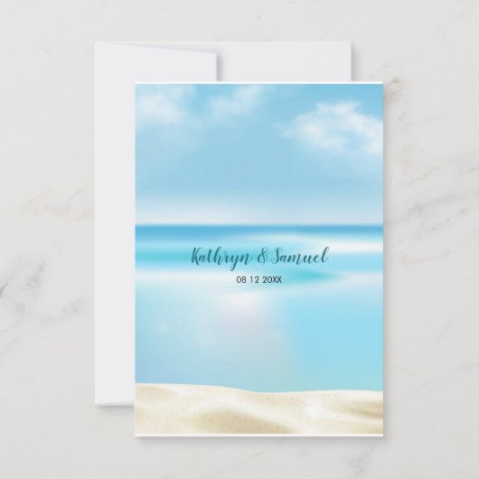 Invitation Mariage aux lumières féeriques de la plage océane (Dos)