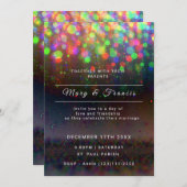 Invitation Mariage aux lumières noires et arc-en-ciel et pail (Devant / Derrière)