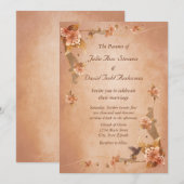 Invitation Mariage aux Lys Beige Vintage (Devant / Derrière)