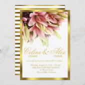 Invitation Mariage aux lys calla roses dans une étreinte flor (Devant / Derrière)