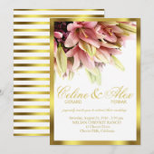 Invitation Mariage aux lys calla roses enlaçants floraux (Devant / Derrière)