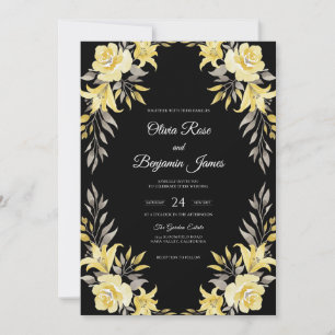 Invitation Mariage aux Lys Jaunes Noirs