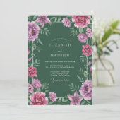 Invitation Mariage aux Lys Magenta de la Forêt (Debout devant)
