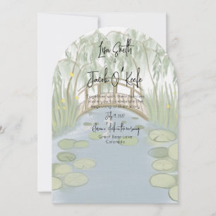 Invitation Mariage aux nénuphars illustrés peints à la main