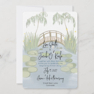 Invitation Mariage aux nénuphars illustrés peints à la main