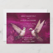 Invitation Mariage aux oiseaux-mouches de couleur magenta rom (Devant)
