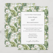 Invitation Mariage aux Orchidées Blanches et Feuilles Vertes (Devant / Derrière)
