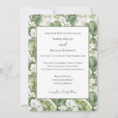 Invitation Mariage aux Orchidées Blanches et Feuilles Vertes (Devant)