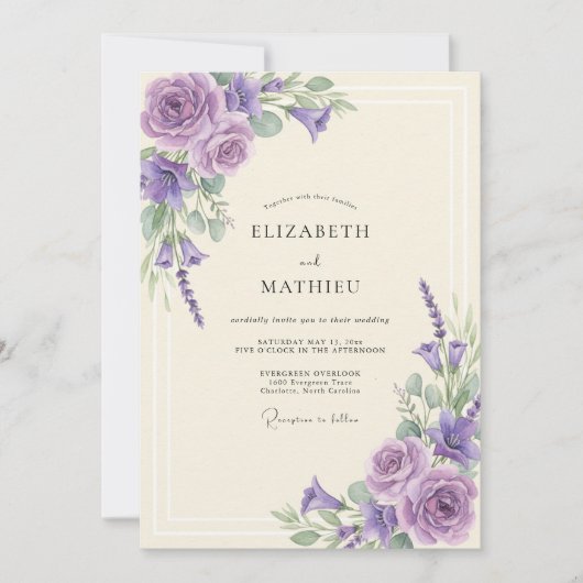 Invitation Mariage aux Orchidées Feuillues (Devant)
