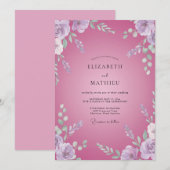Invitation Mariage aux Orchidées Fuchsia (Devant / Derrière)