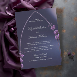 Invitation Mariage aux Orchidées Violettes sous une Arche Got