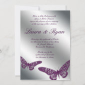 Invitation Mariage aux papillons Inviter Sparkle Purple Argen (Dos)