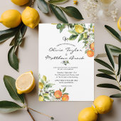 Invitation Mariage aux pêches et olives de citron jaune médit