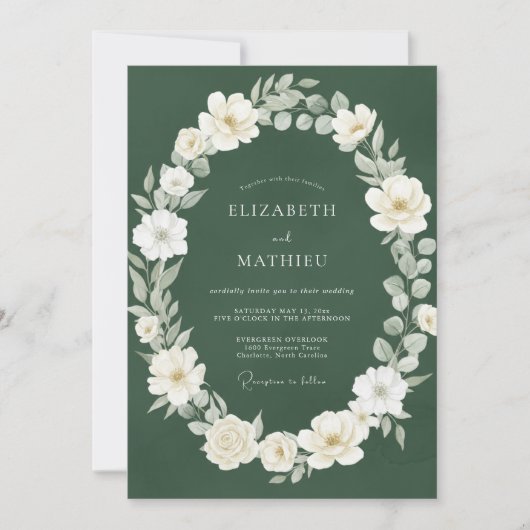 Invitation Mariage aux Pétales Blanches de la Forêt (Devant)